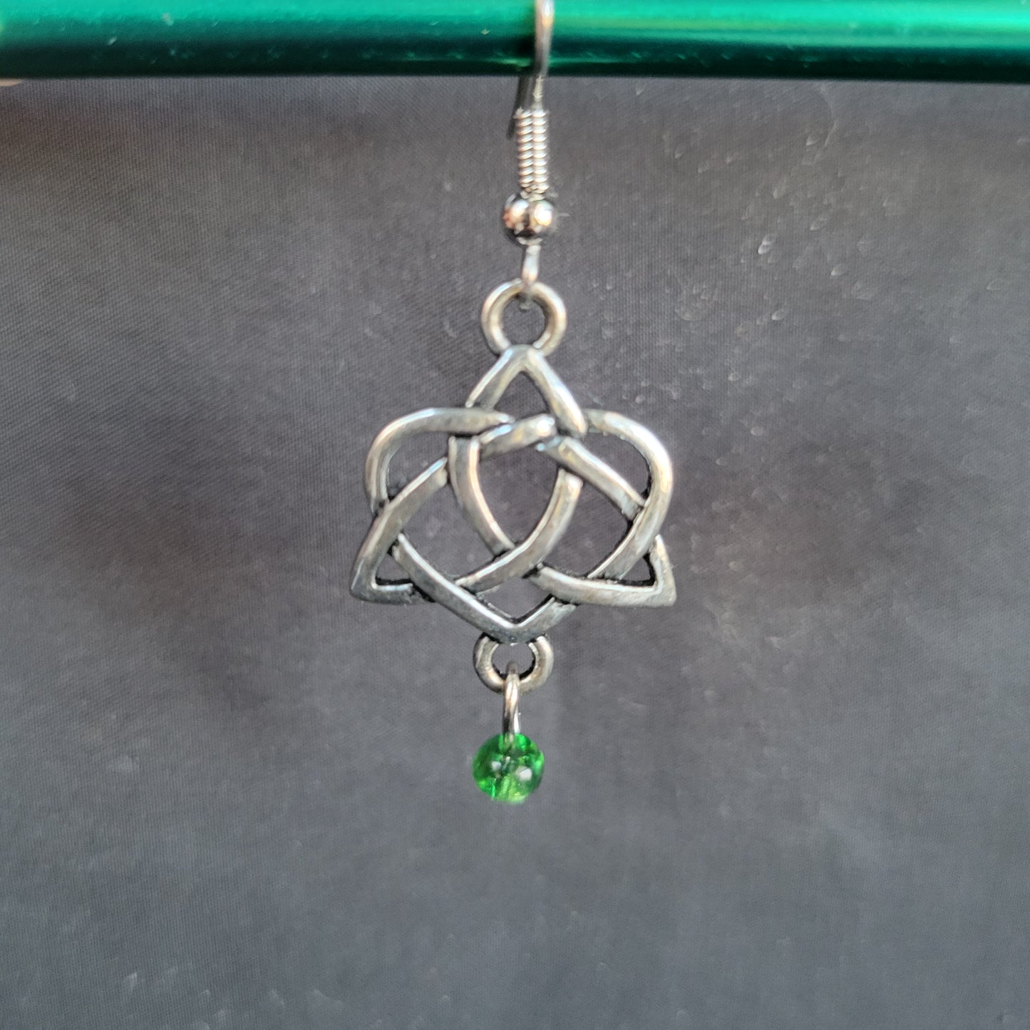 Celtic Heart Knot with Bead Earrings