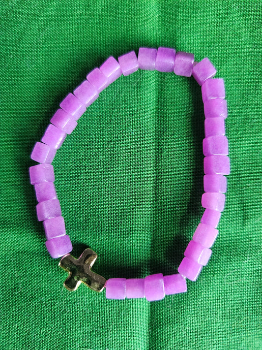 Purple Cross Beaded Bracelet