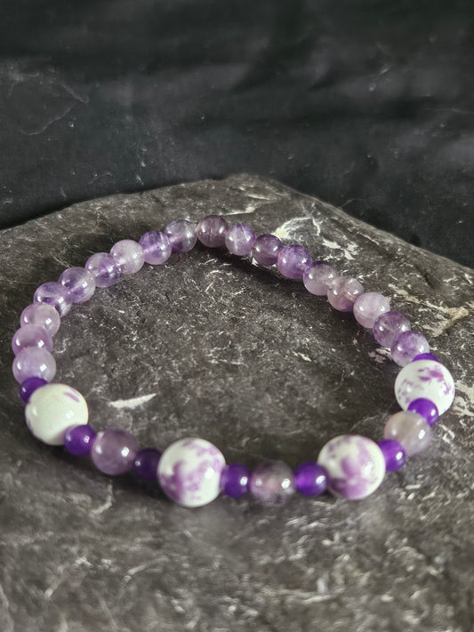 Purple Flower Beaded Bracelet