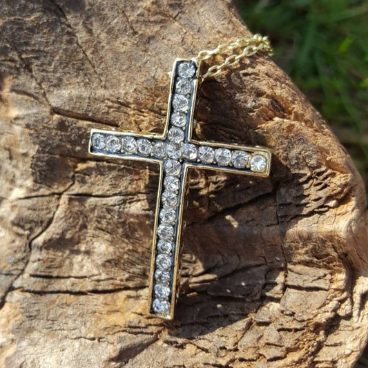 Gold bordered crystal cross