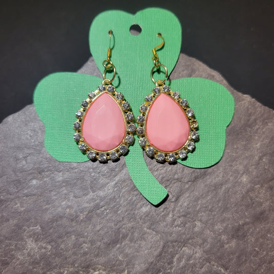 Pink Sparkle Teardrop Earrings