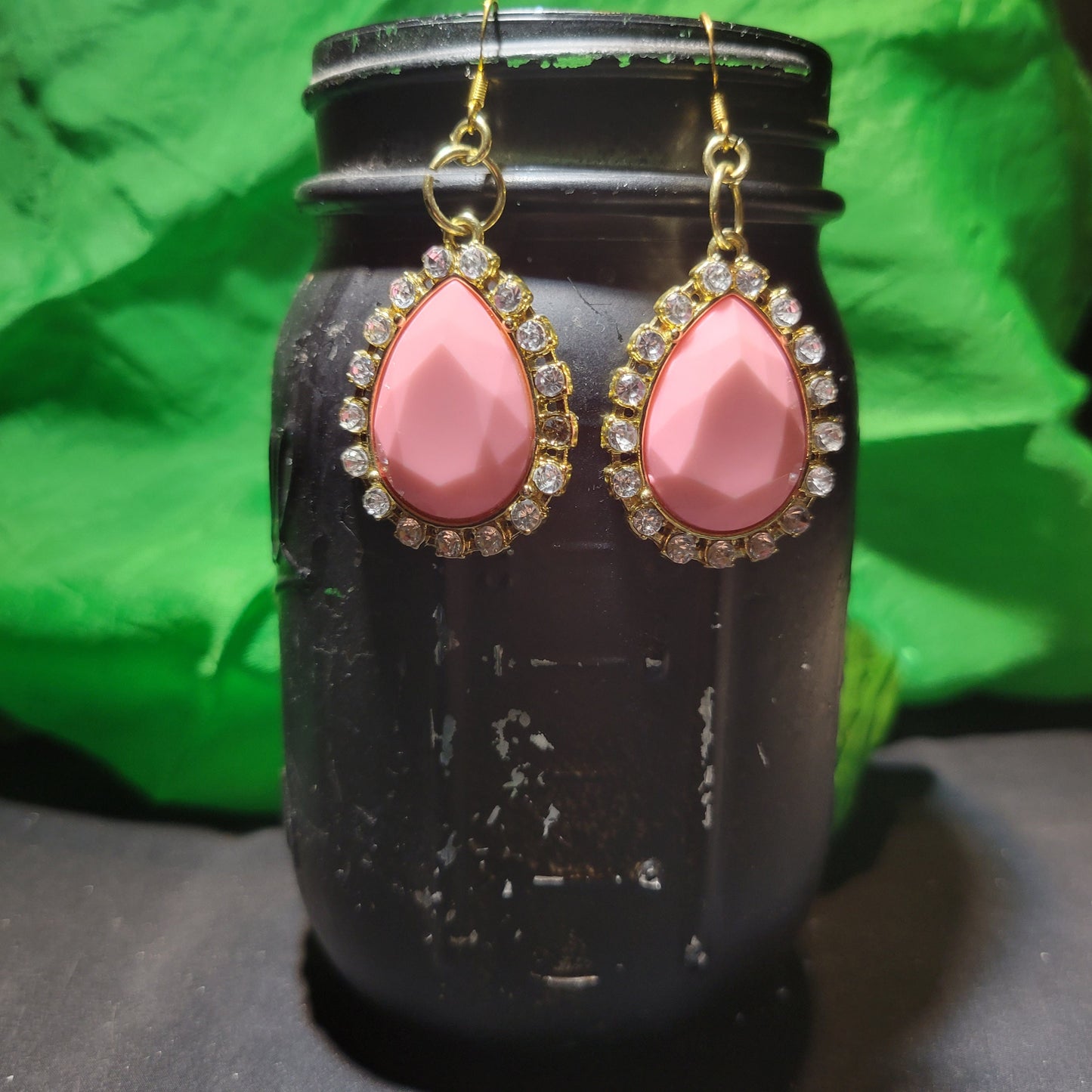 Pink Sparkle Teardrop Earrings