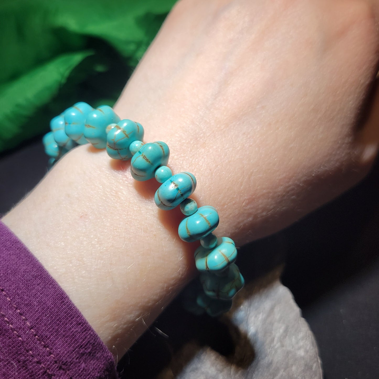 Turquoise Flower Beaded Bracelet