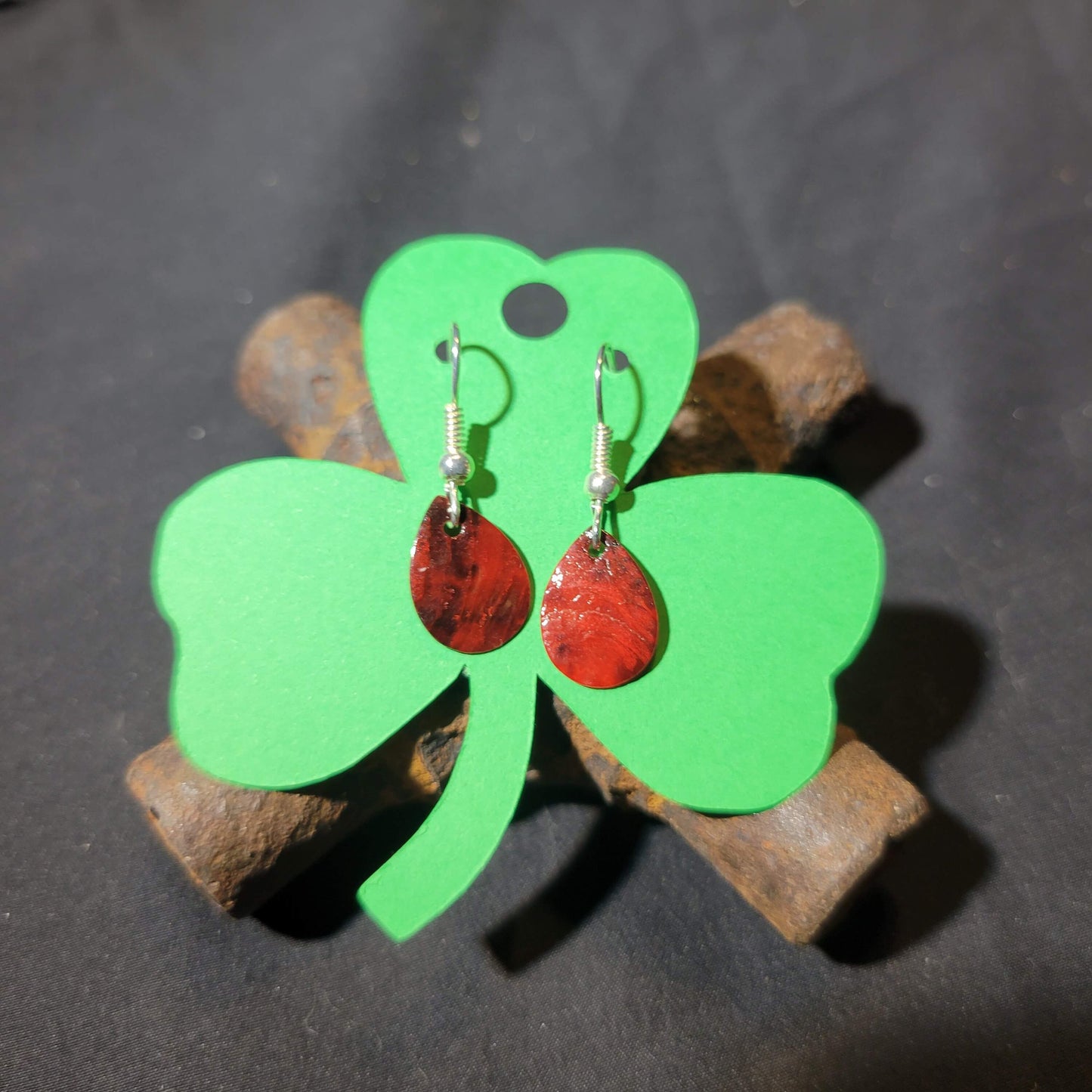 Red Shell Teardrop Dangle Earrings