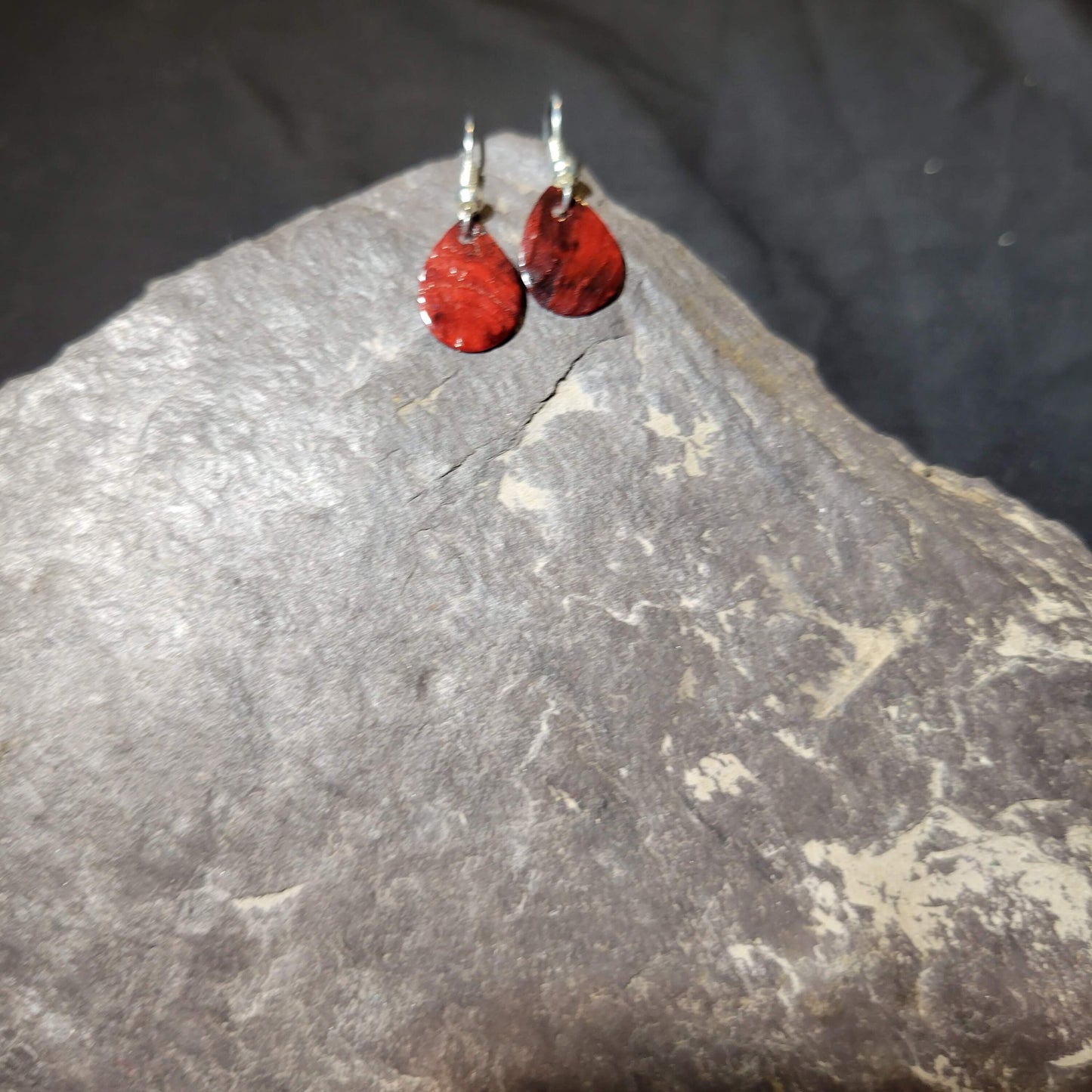 Red Shell Teardrop Dangle Earrings