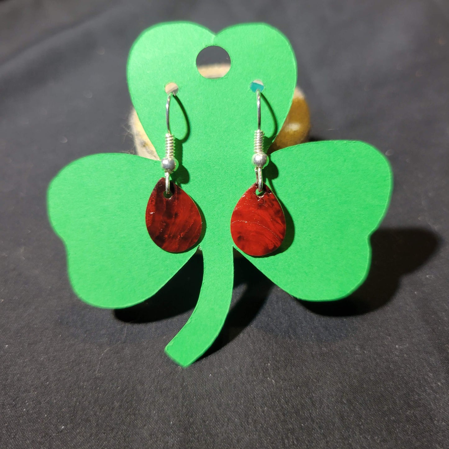 Red Shell Teardrop Dangle Earrings