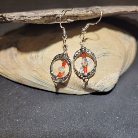 Circle red & clear earrings