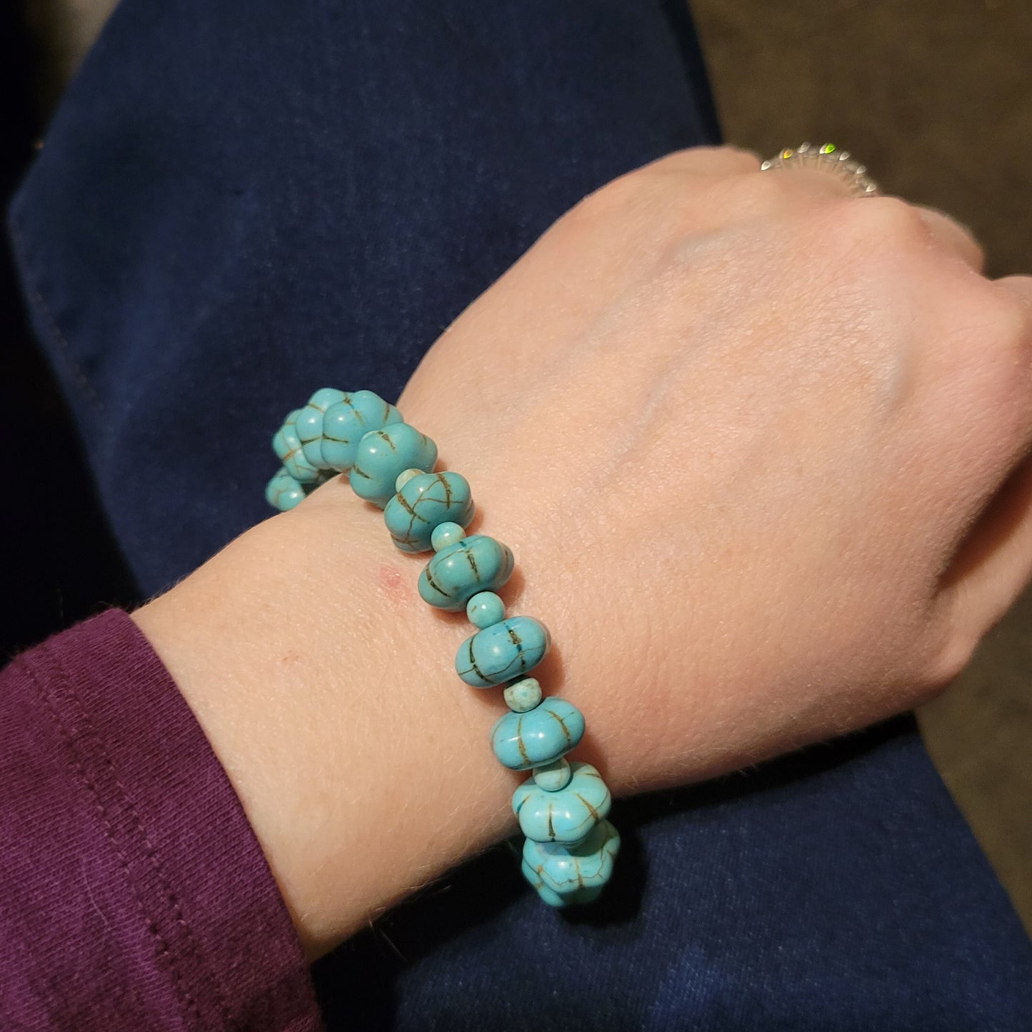 Turquoise Flower Beaded Bracelet