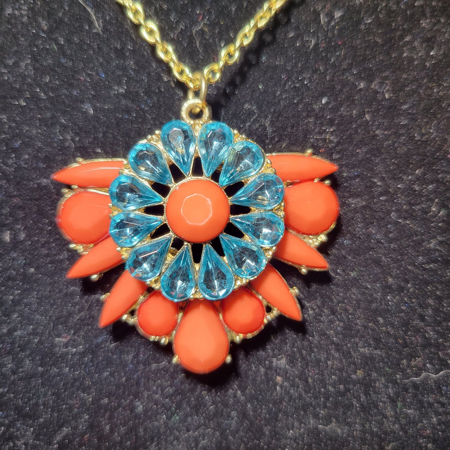 Salmon and Blue Pendant Necklace