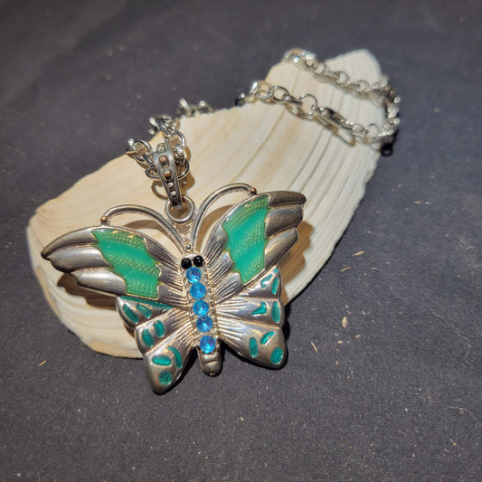 Silver Butterfly Pendant Necklace