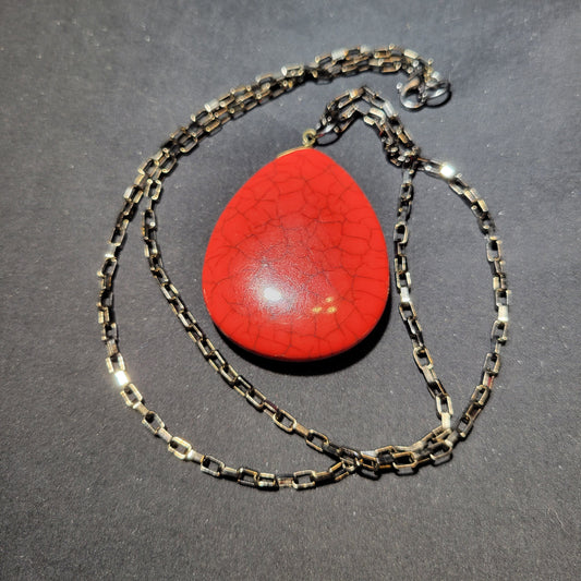 Crackled red jasper pendant necklace