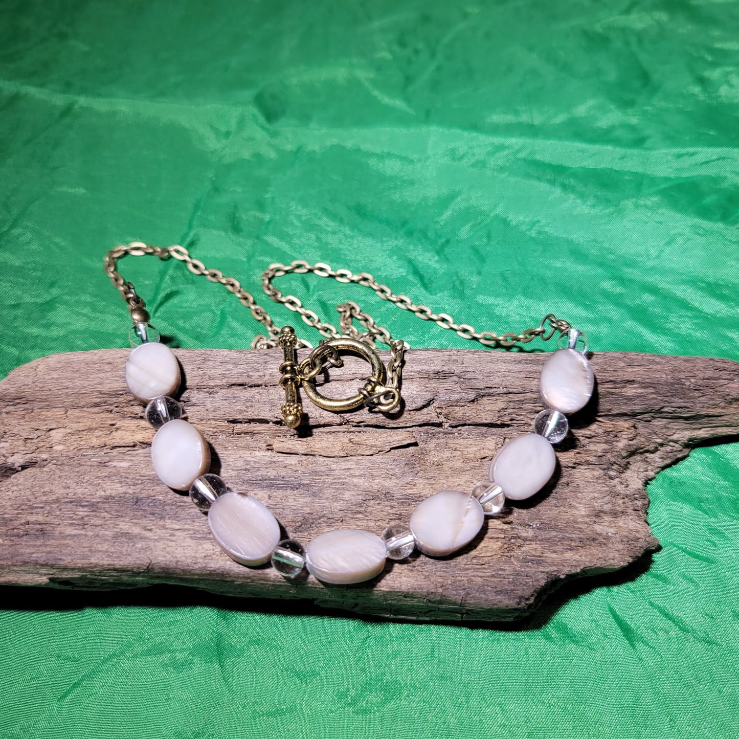 Taupe and Clear Beaded Necklace