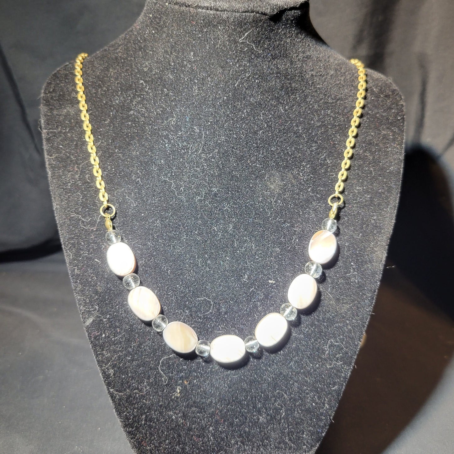 Taupe and Clear Beaded Necklace