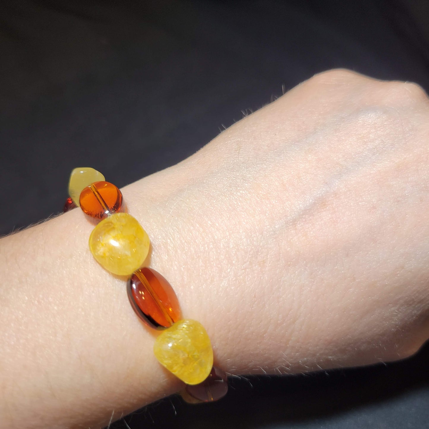 Yellow and Brown Beaded Bracelet